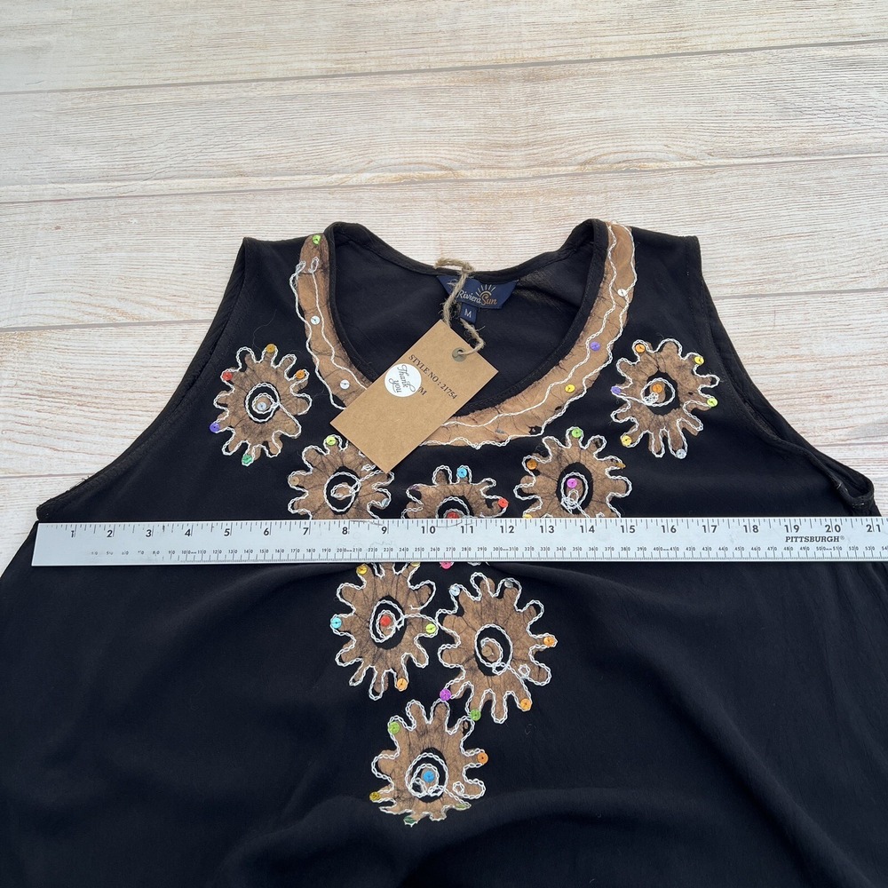 Riviera Sun Batik Embroidered Dress Sundresses for Women Black/Beige Size M - Picture 11 of 14